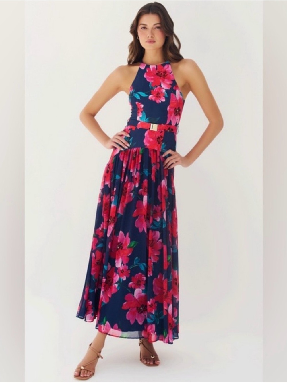 NWT Hutch Becker Dress in
Navy/Raspberry Stretch Crepe